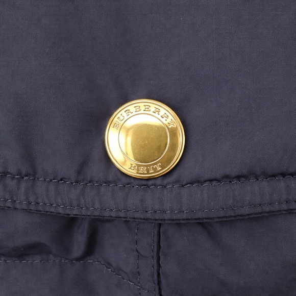 Burberry Brit Navy Down Puffer Parka Coat Fur Collar Belted Double-Breasted Sz M - Picture 7 of 14